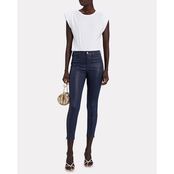 L’AGENCE Sabine High Rise Coated Skinny Jeans Navy "Deep Cove" - Picture 2 of 15